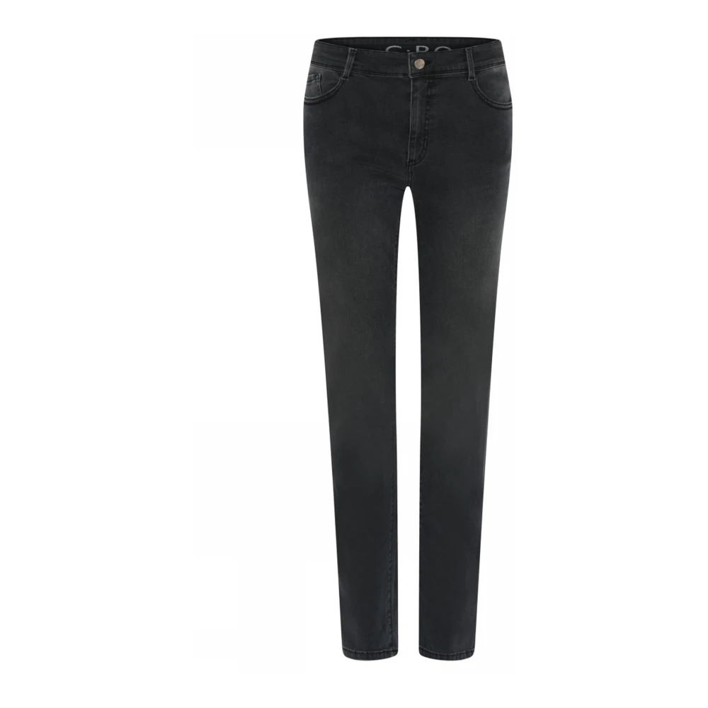 C.ro Women's Black Used Effect Skinny Jeans - Slim Fit Jeans - 2XL - Jeans