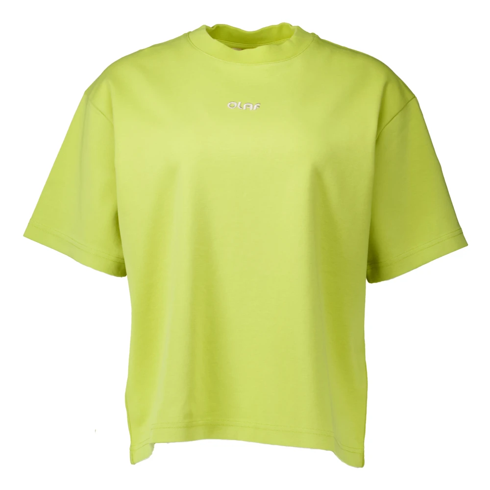 Olaf Hussein Retro Logo Boxy Tee Groen T-shirt Green Dames