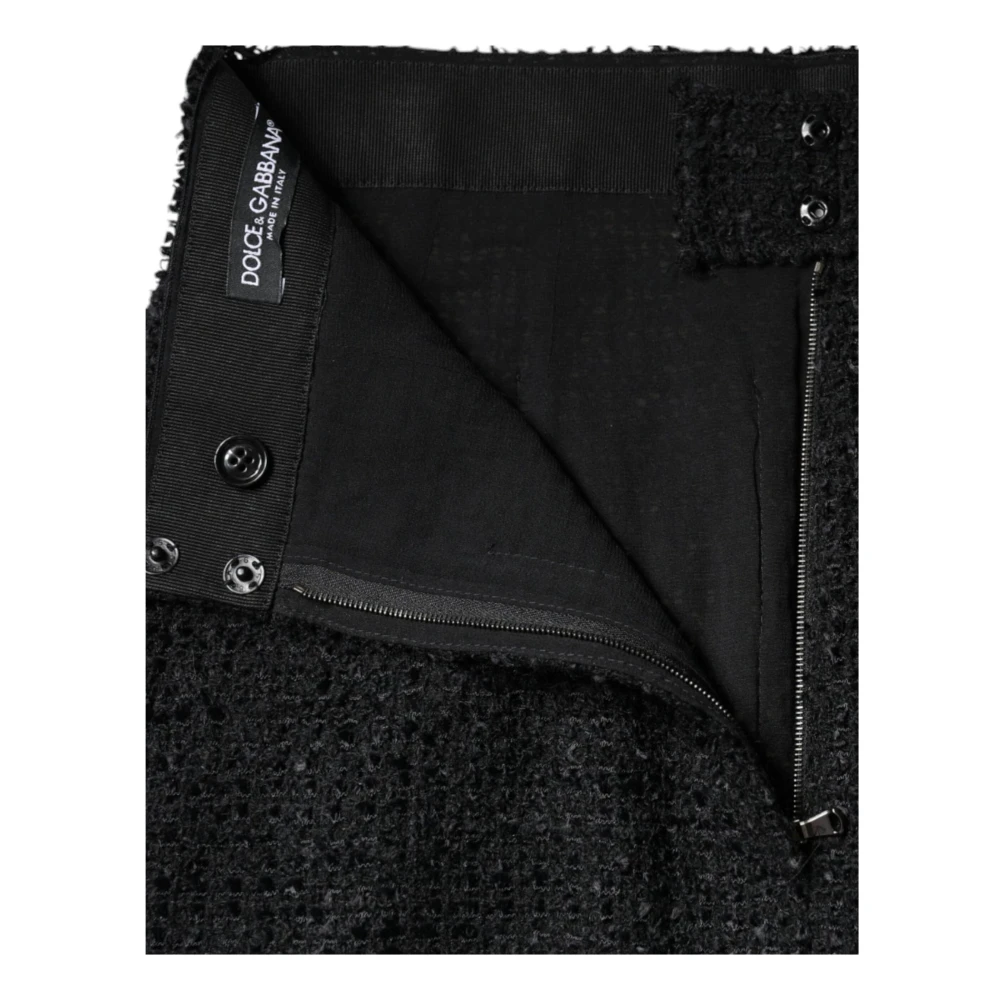 Dolce & Gabbana Zwarte Wol Midi Potlood Rok Rits Black Dames