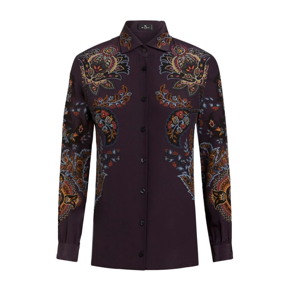 ETRO Blauwe Paisley Zijden Overhemd Multicolor Dames