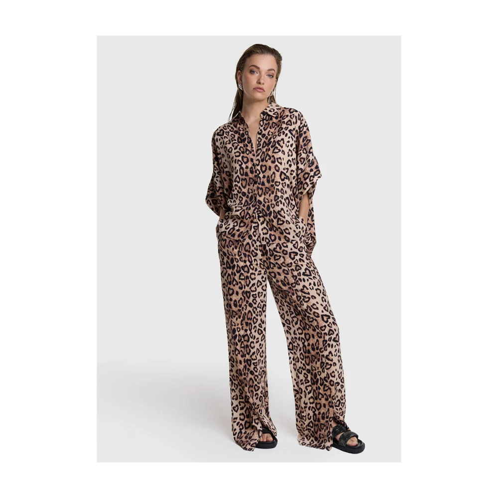 Alix The Label Leopard Boxy Blouse Brown Dames