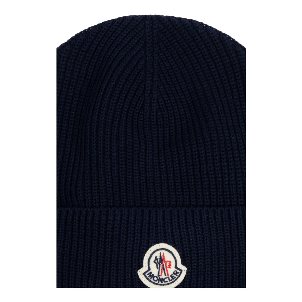 Moncler Katoenen muts met logopatch Blue Heren