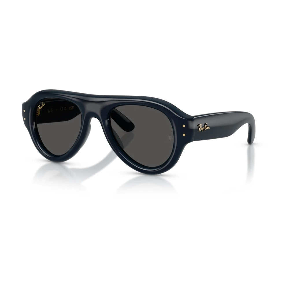 Ray-Ban Sunglasses Aviator Puffer - Transparent Dark Blue Frame Black Lenses 52-21, RB4925 - Image 4