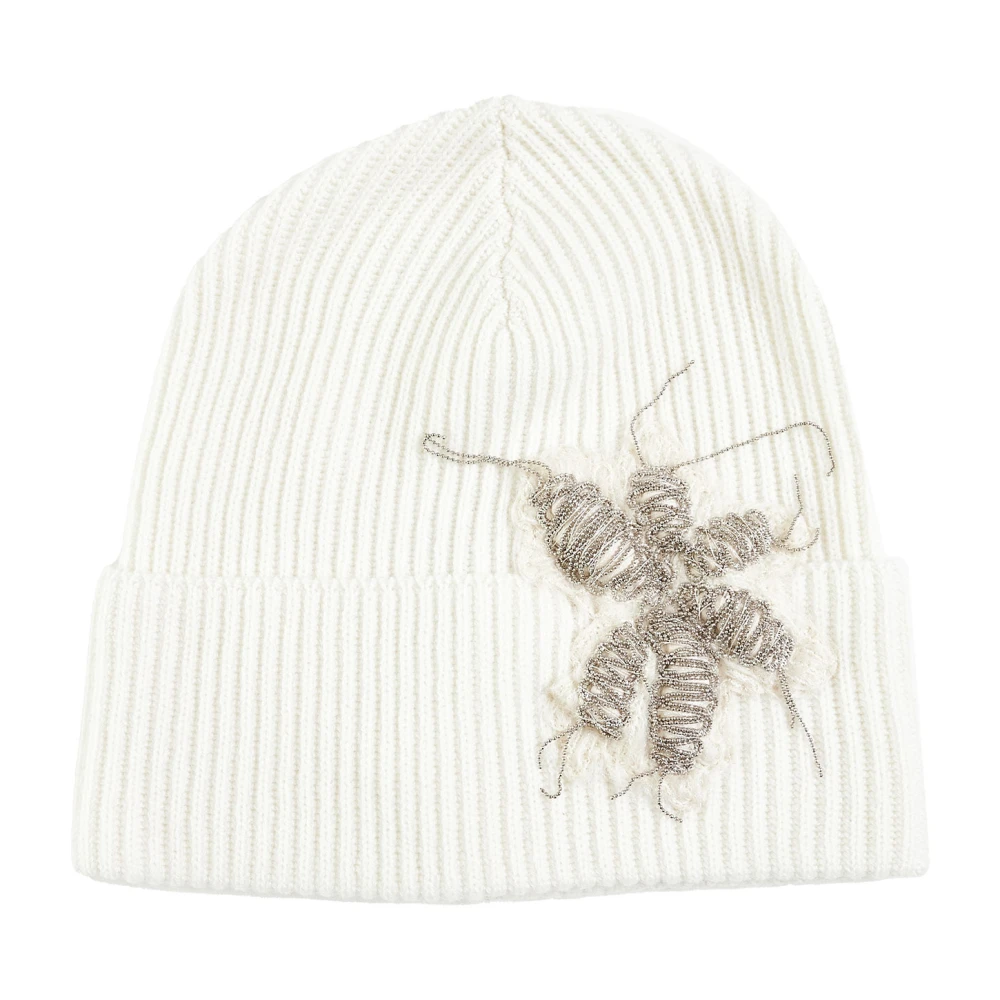 BRUNELLO CUCINELLI Kasjmier Beanie met Monile Borduurwerk White Dames