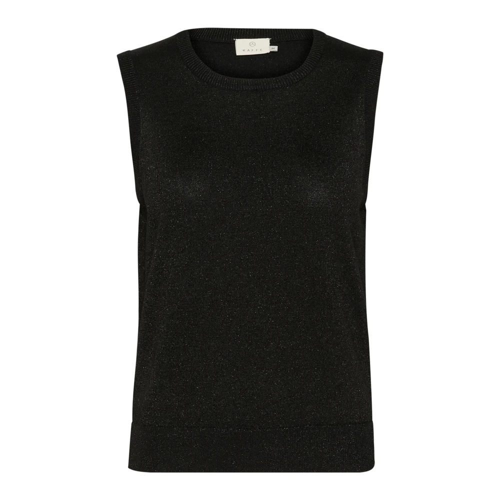 Kaffe Zwart Metallic Gebreide Slipover Black Dames