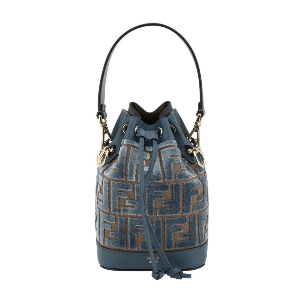 Fendi Fluweel Geborduurde Bucket Bag met Leren Details Multicolor Dames