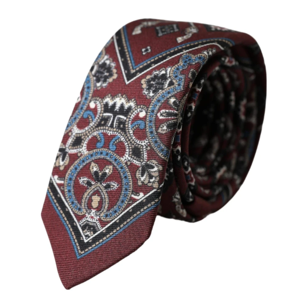 Dolce & Gabbana Men's Red Ties, One Size, Burgundy Silk Western Style Tie