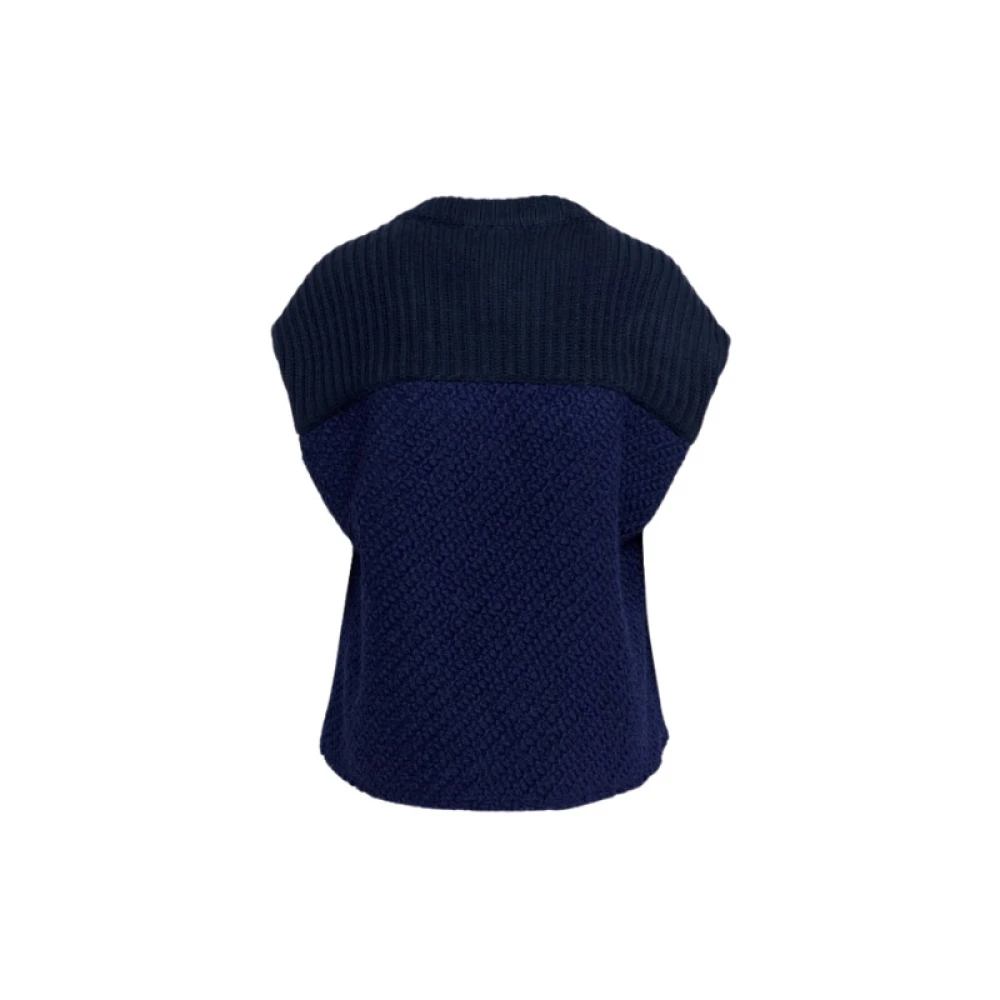 Essentiel Antwerp Geologische Mouwloze Wollen Blend Vest Blue Dames