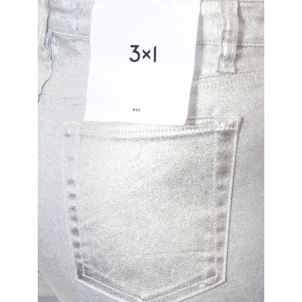 3X1 Zilveren katoenen broek voor modebewuste vrouwen Gray Dames