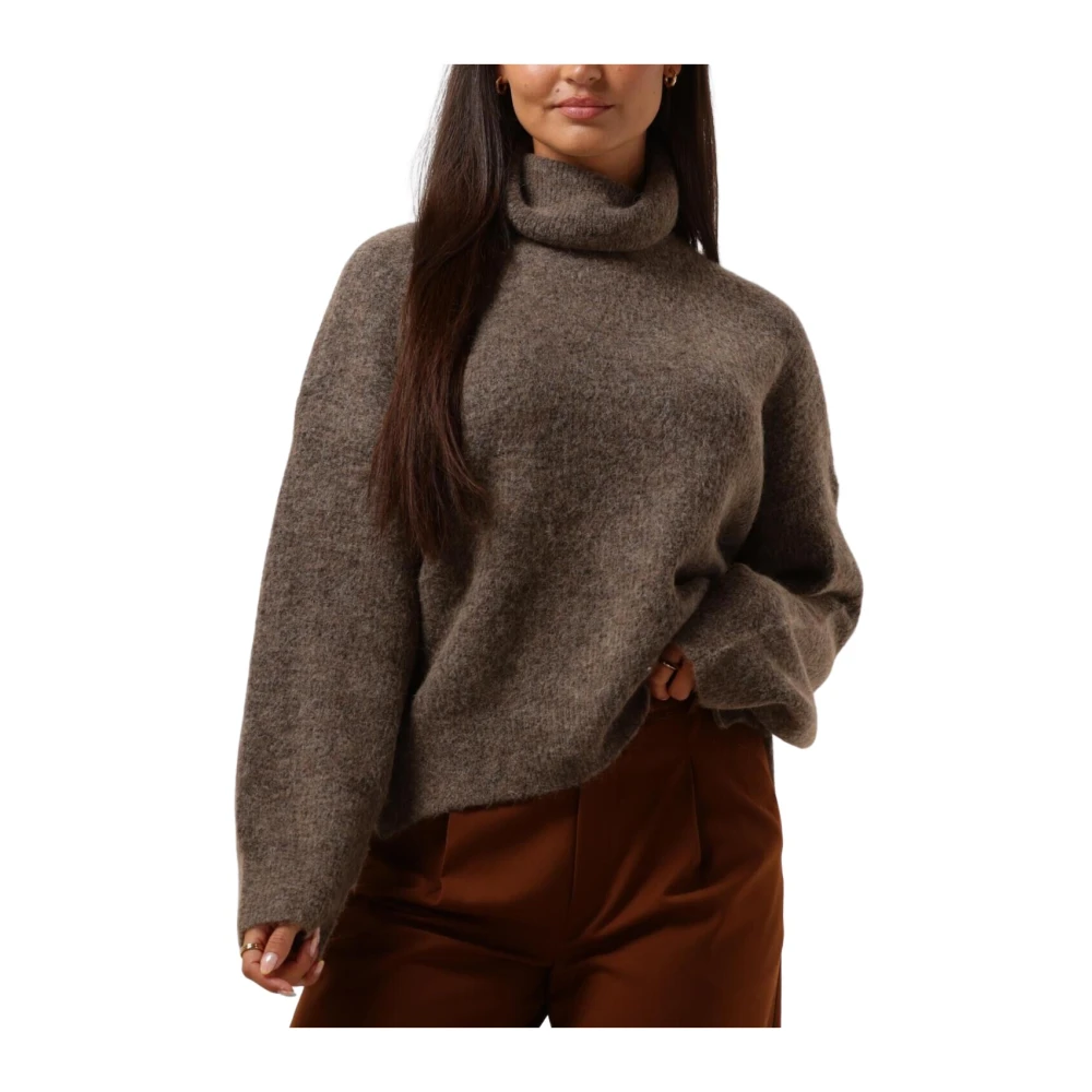 Gestuz Kvinno Brun Stickade Tröjor Dam, Xl, Rollneck Tröja För R