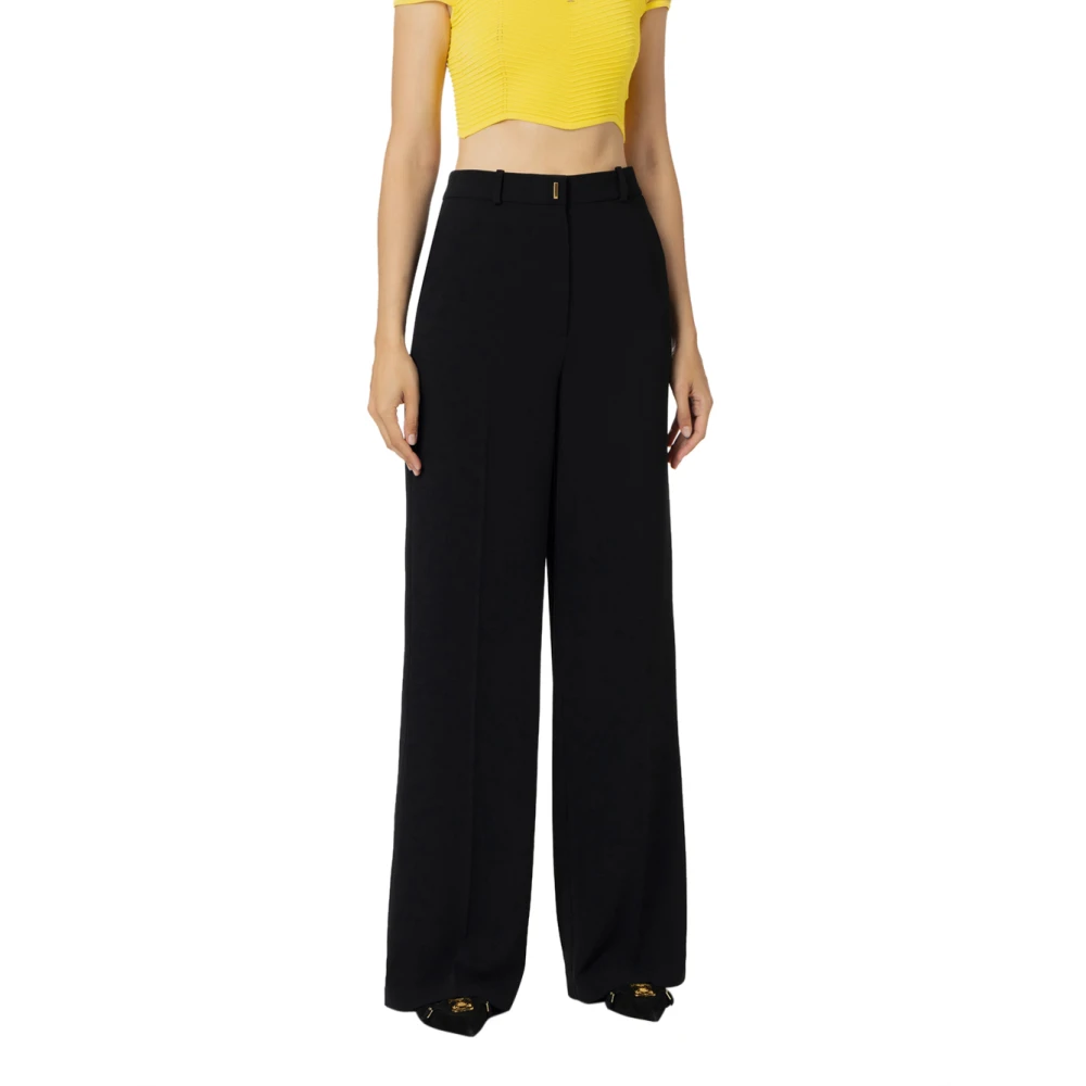 Elisabetta Franchi Zwarte Palazzo Broek Lichtgewicht Crêpe Black Dames