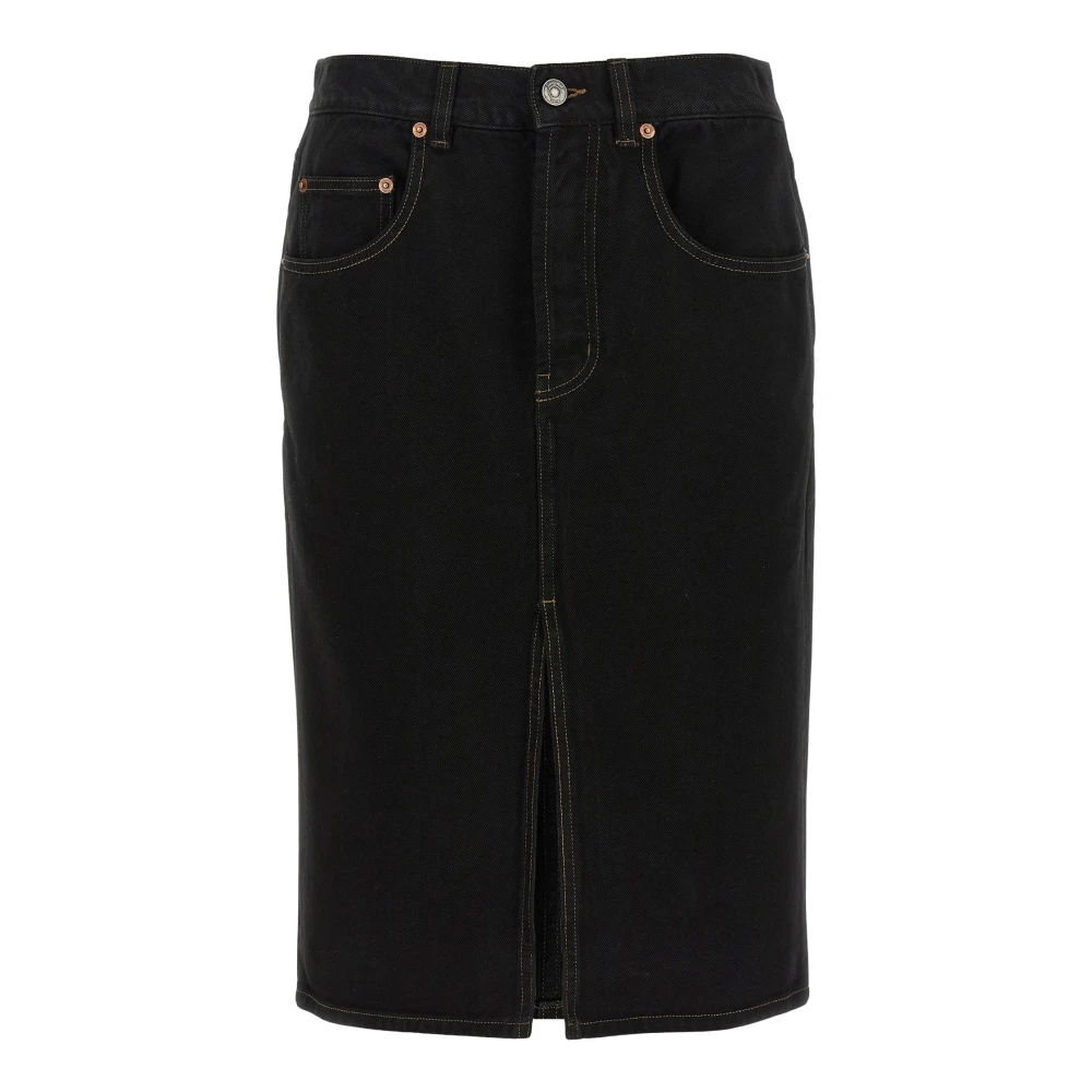 Saint Laurent Women's Black Baggy Pencil Skirt In Denim - Denim Skirts - W26 - Skirts