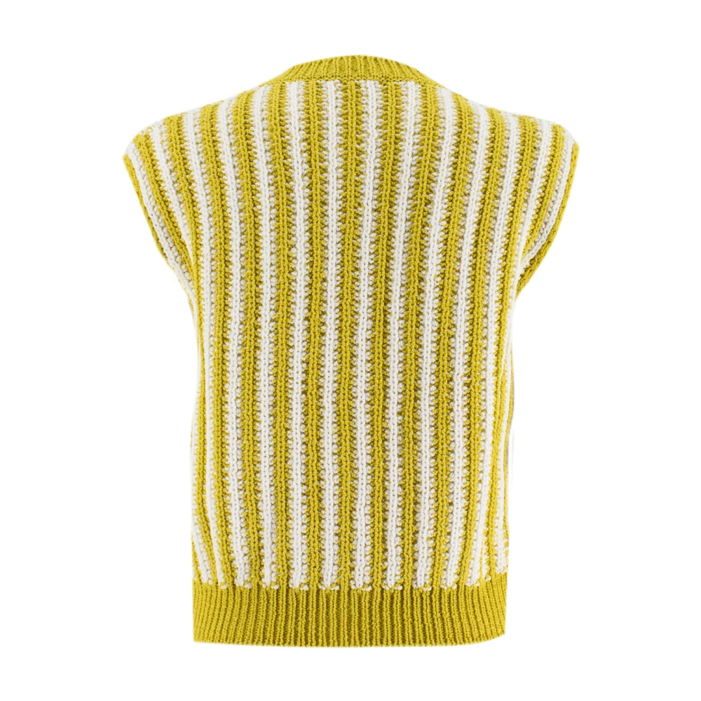 Fabiana Filippi Gebreid Katoenen Vest met Knoopsluiting Green Dames