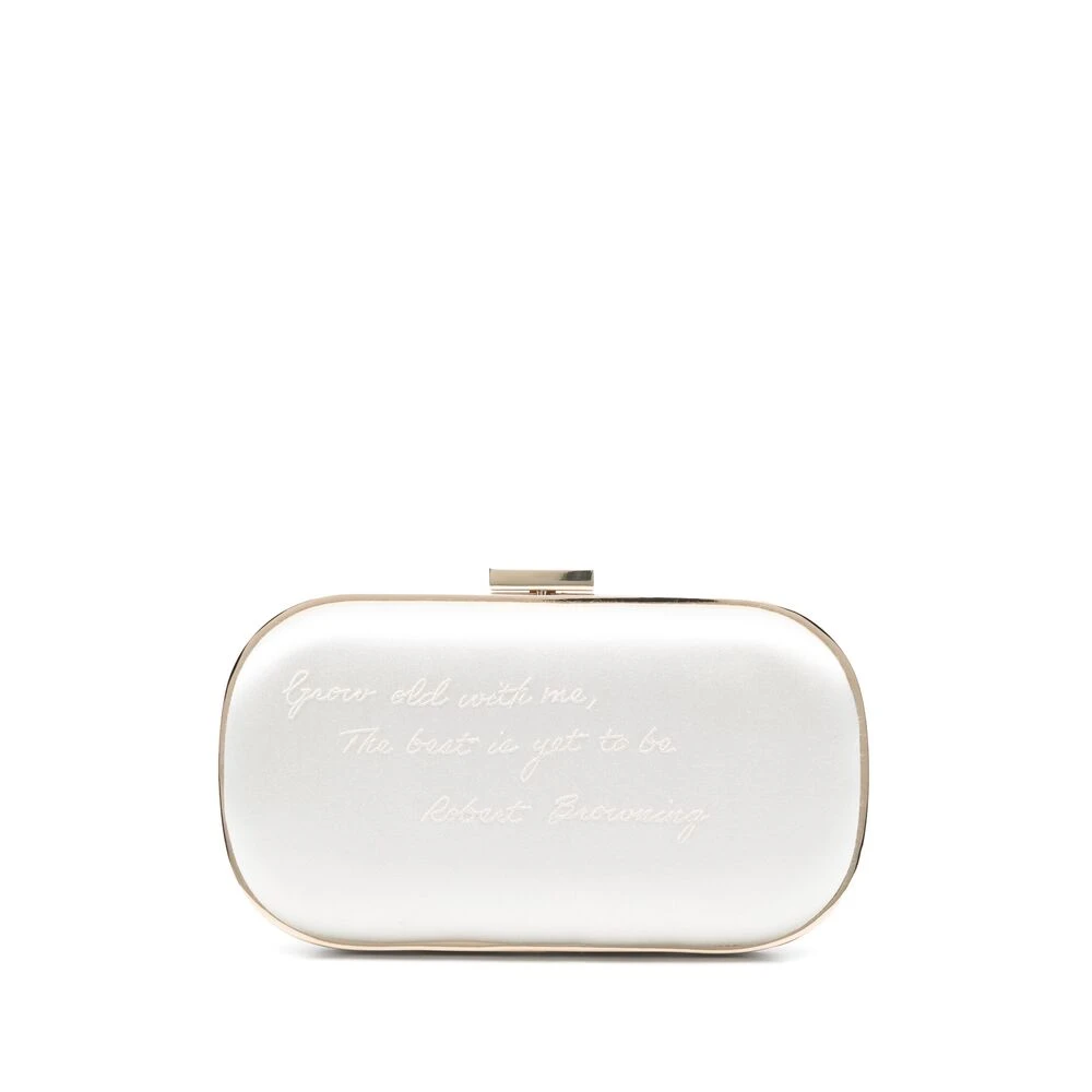 Anya Hindmarch Stijlvolle Witte Geborduurde Slogan Tas White Dames