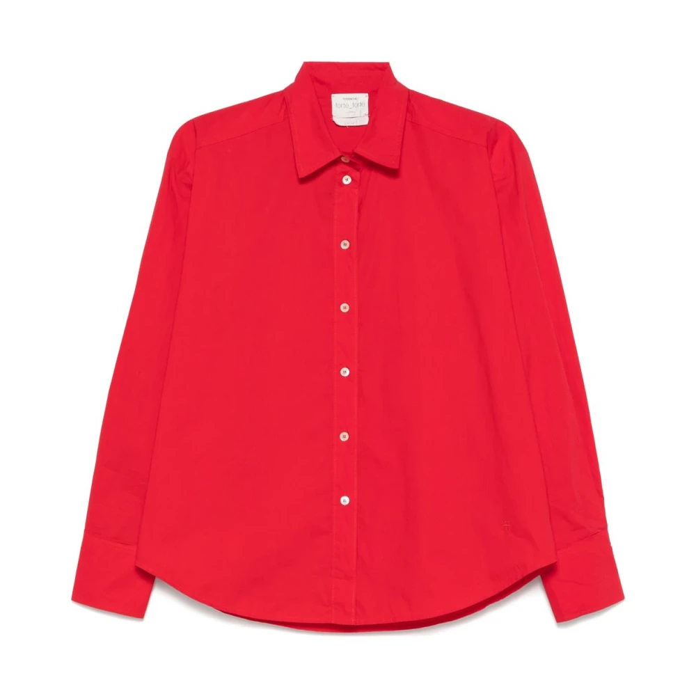 Forte Rode knoopsluiting overhemd met plooien Red Dames