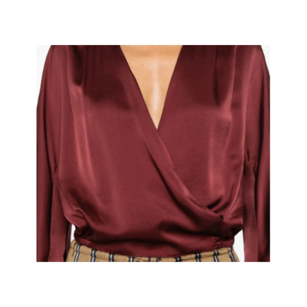 Forte Bordeaux Zijden Wrap Blouse Brown Dames