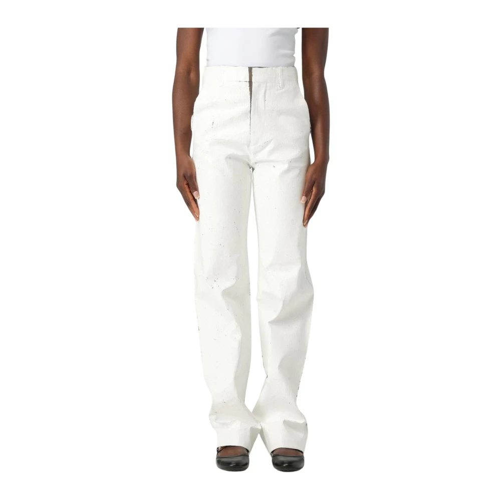 Mm6 Maison Margiela Women's White Straight Leg Pants