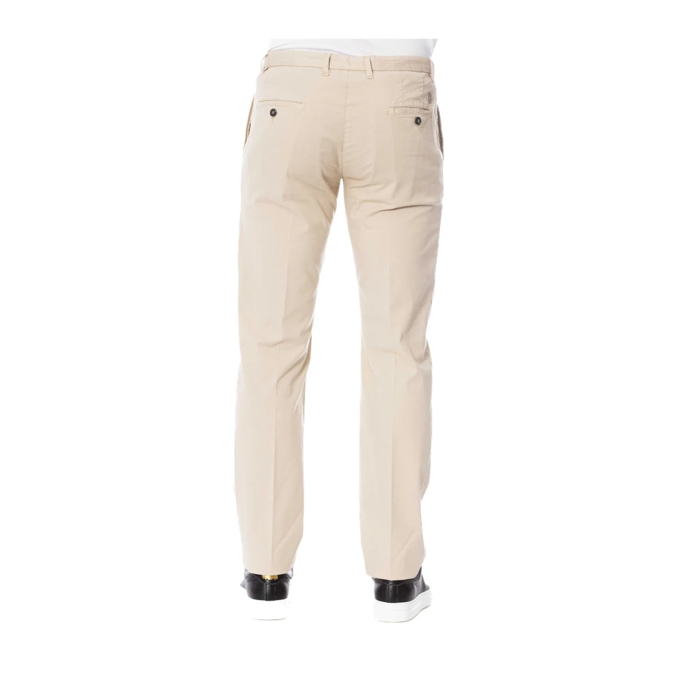 Trussardi Stijlvolle Broek met Knoop en Rits Beige Heren