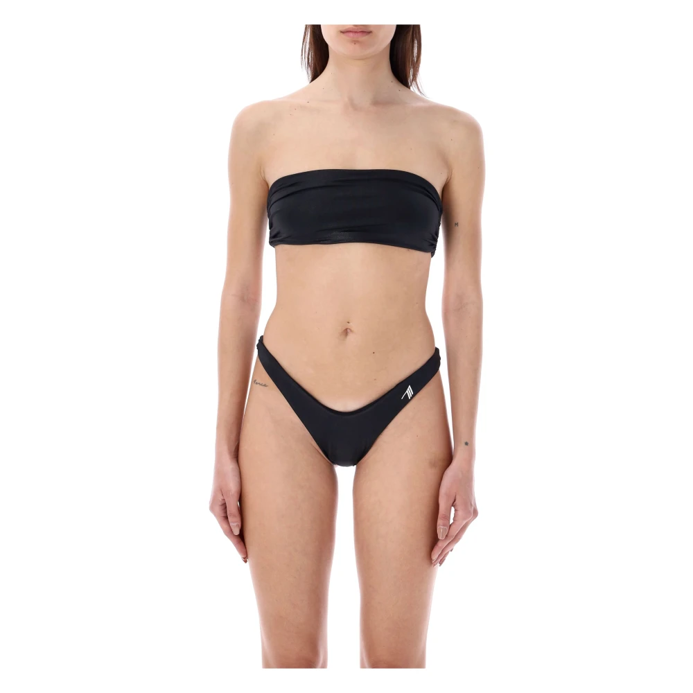 The Attico Lycra Bandeau Bikini Wet Look Black Dames