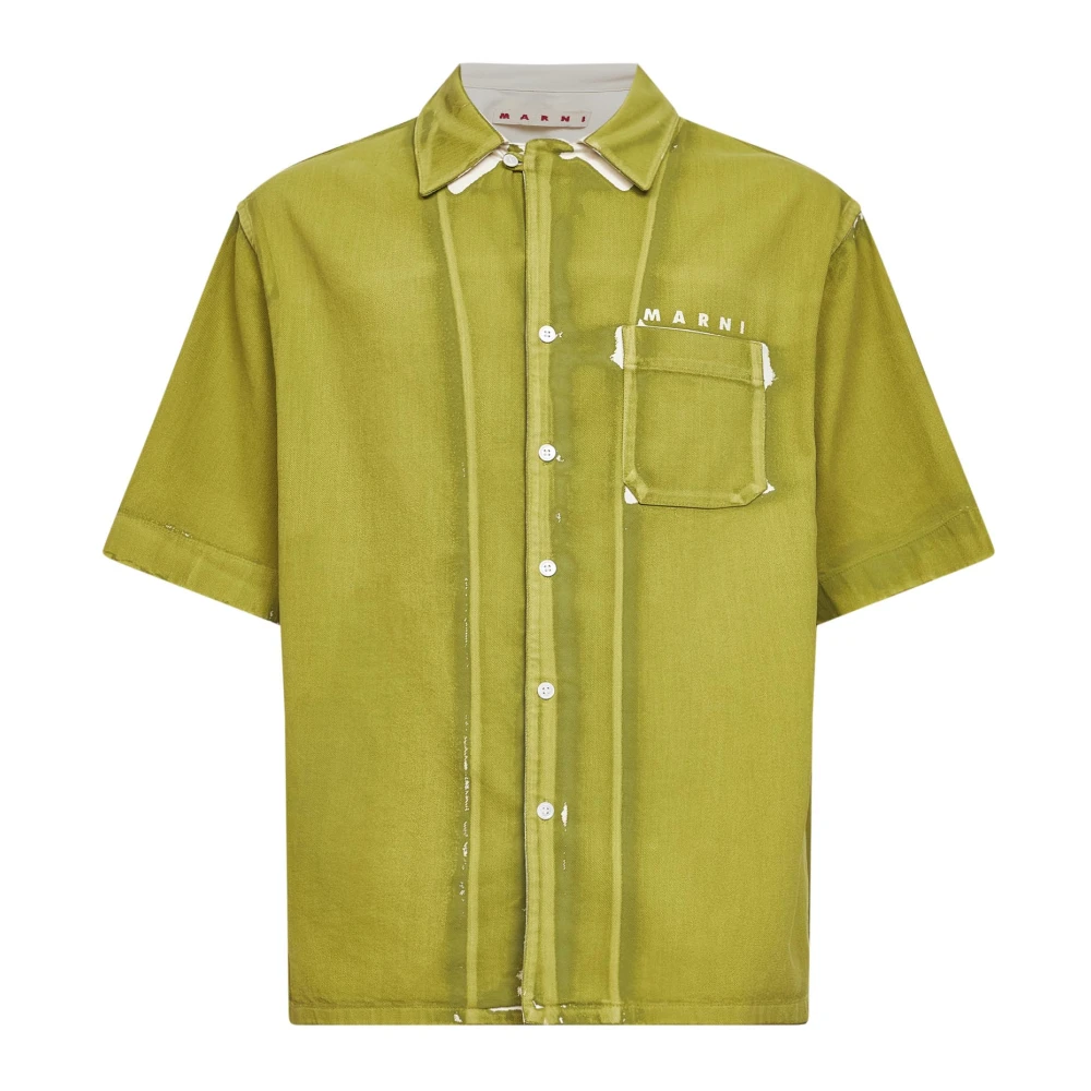 Marni Men's Green Short Sleeve Shirt - Short Sleeve Shirts - L - Shirts