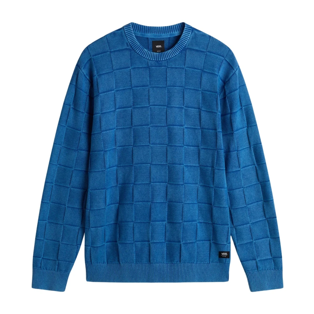 Vans Blue Acid Check Crew Jumper - Male - Round-Neck Knitwear - Xs - Knitwear