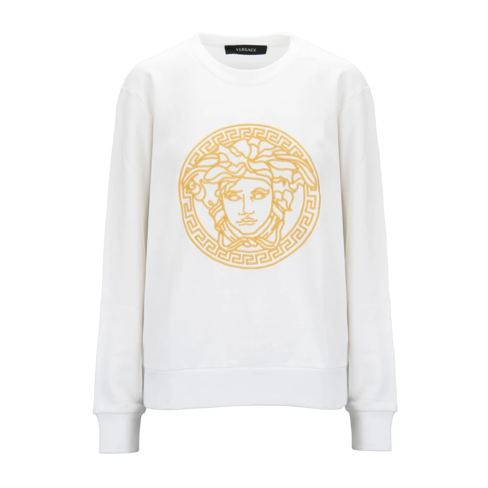 Versace Donna Bianco - Felpa Girocollo Ricamata - Sweatshirts & Hoodies - L