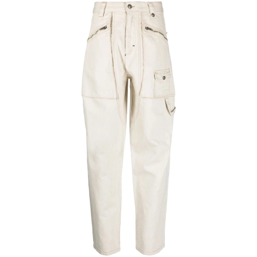 Isabel marant Albasten Ritszak Tapered Broek Beige Dames