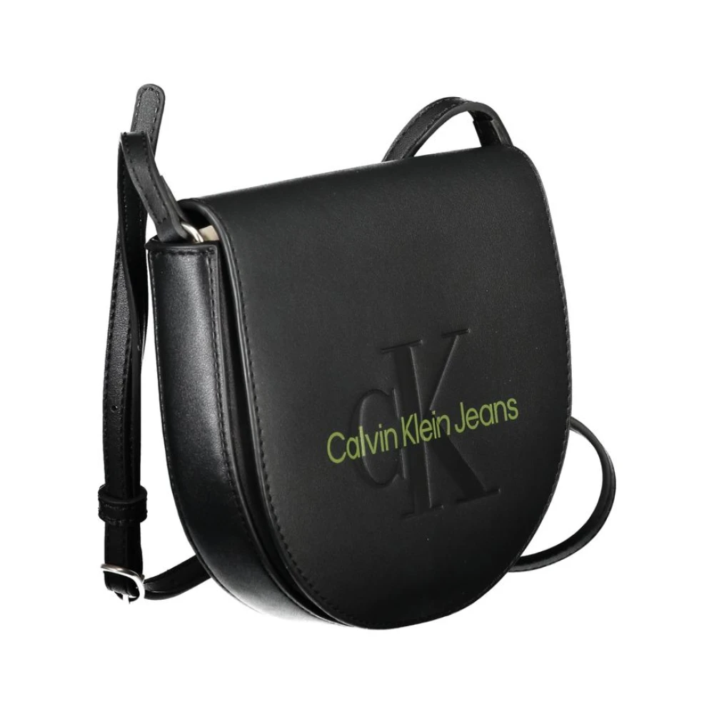 Calvin Klein Zwarte Polyethyleen Schoudertas met Verstelbare Band Black Dames