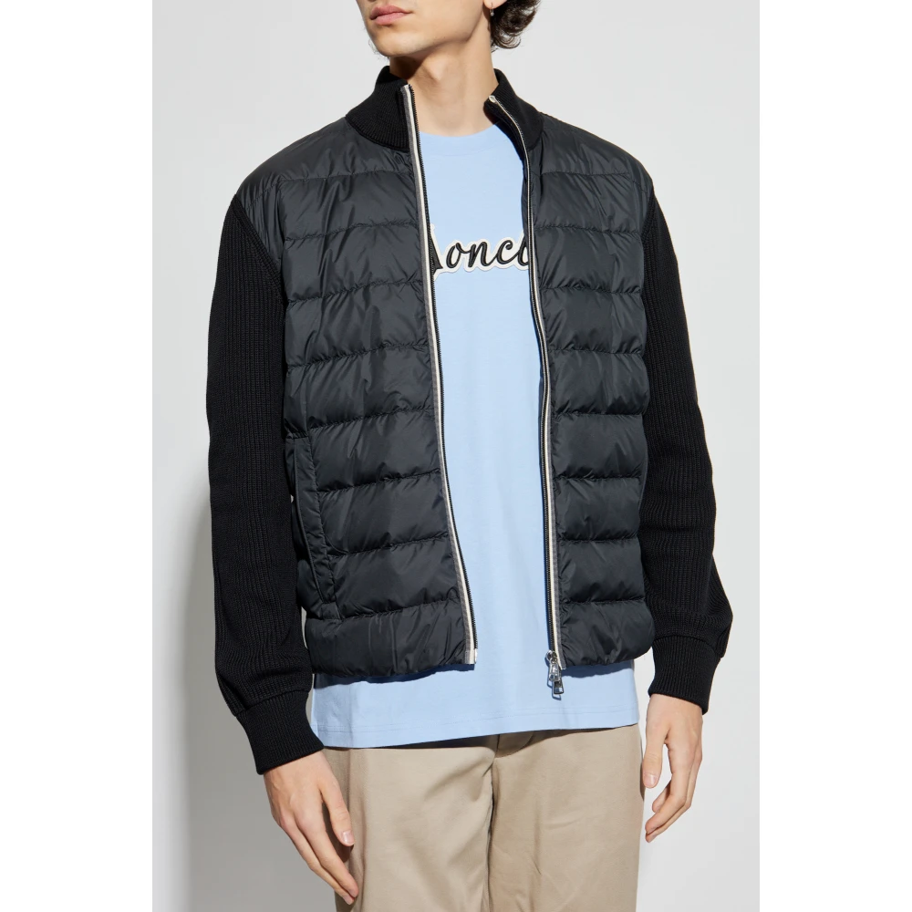 Moncler Vest met dons inzetstuk Black Heren