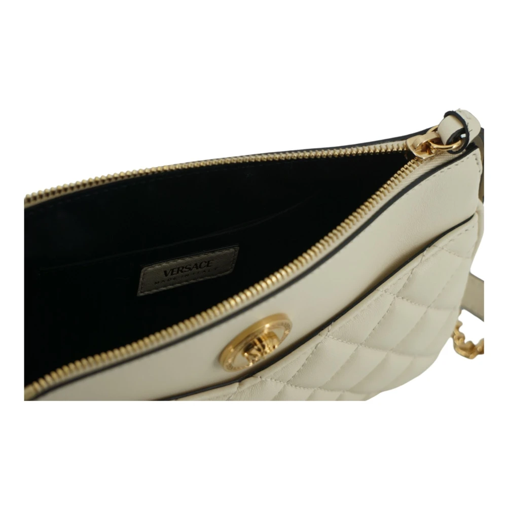 Versace Witte Lam Lederen Medusa Hoofd Crossbody Gray Heren