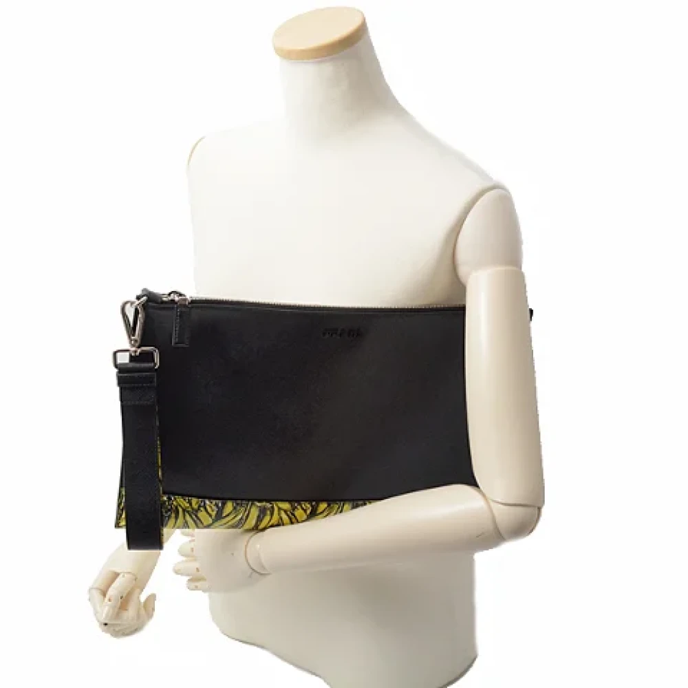 Prada Vintage Pre-owned Leather clutches Black Dames