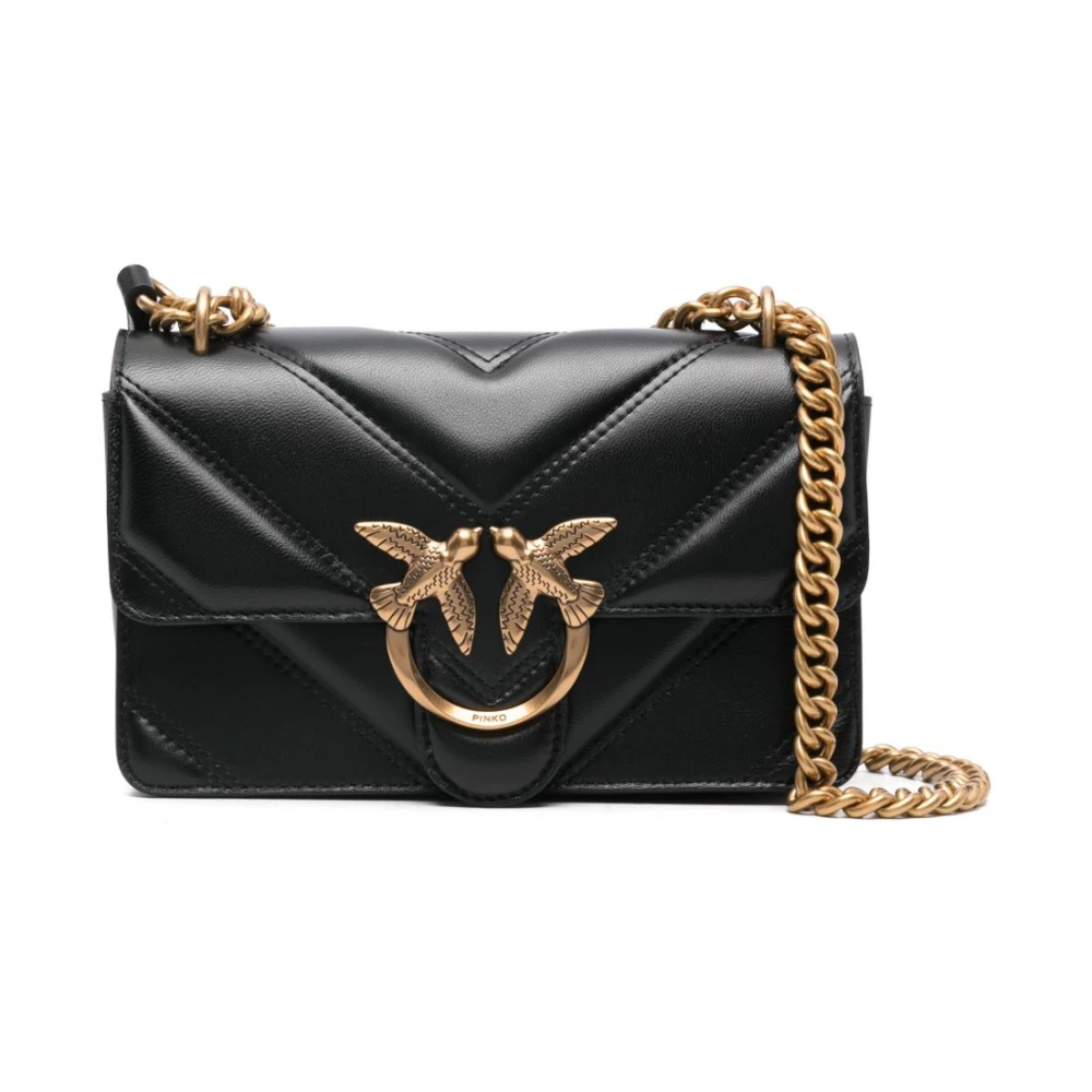 pinko Zwarte en Gouden Schoudertas Black Dames