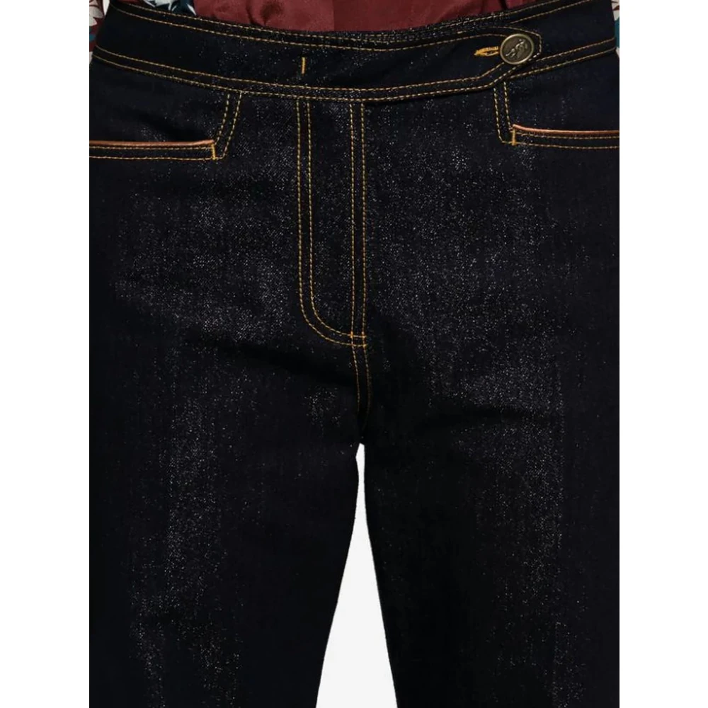 ETRO Blauwe Cropped Pegaso Jeans Blue Dames