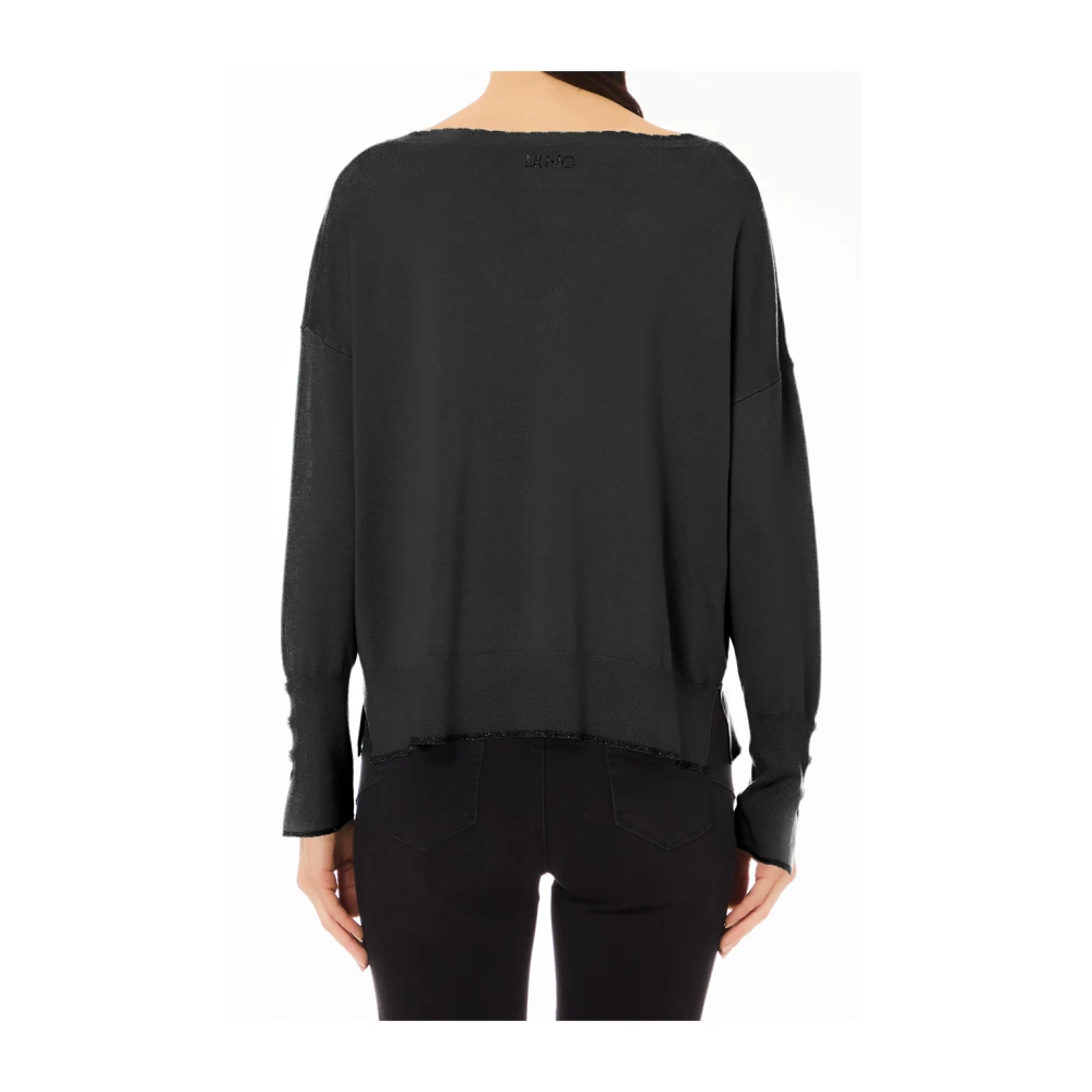 Liu Jo Zwarte Trui Trendy V-Hals Stijl Black Dames