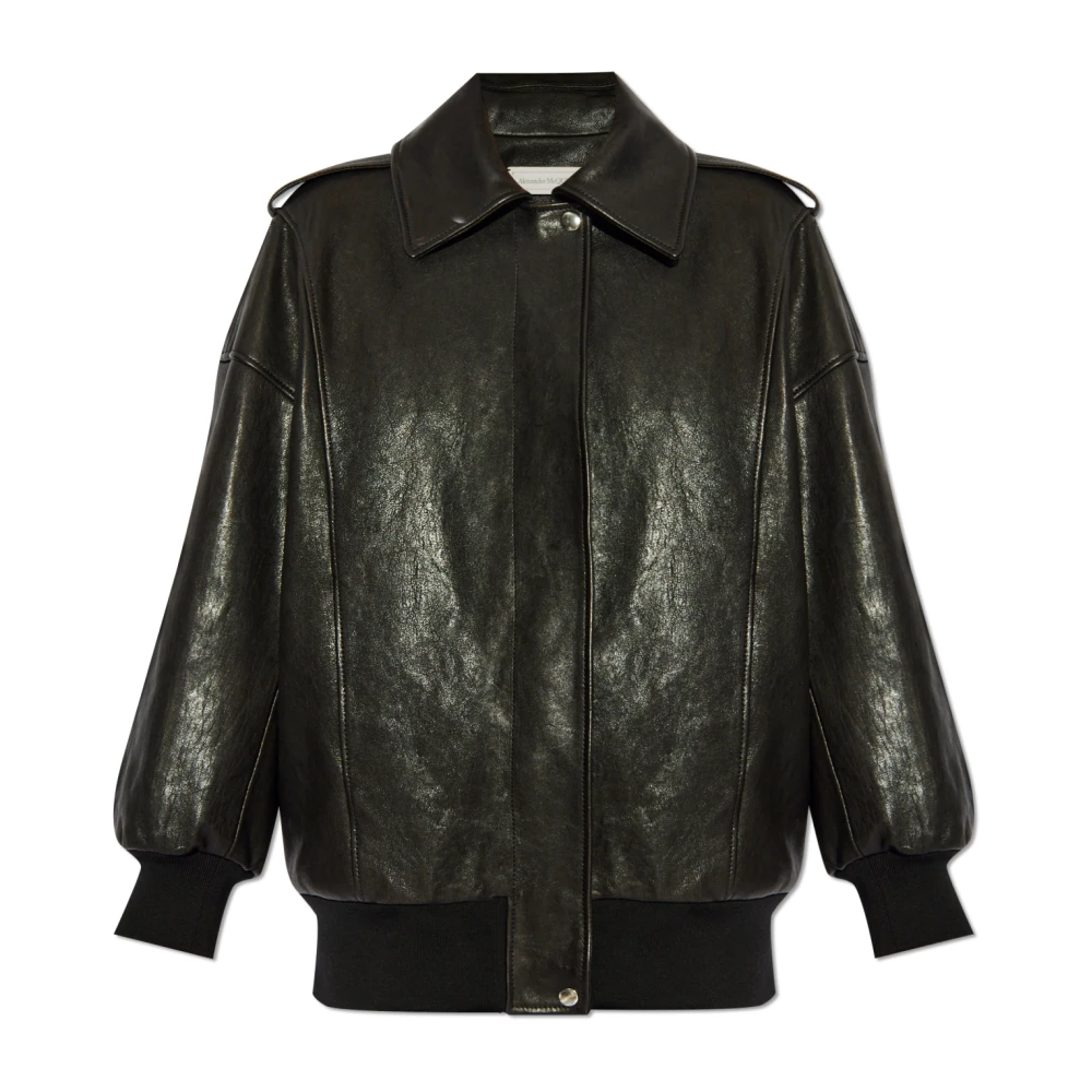 Alexander Mcqueen Women's Black Leather Jacket - Leather Jackets - S - Jackets
