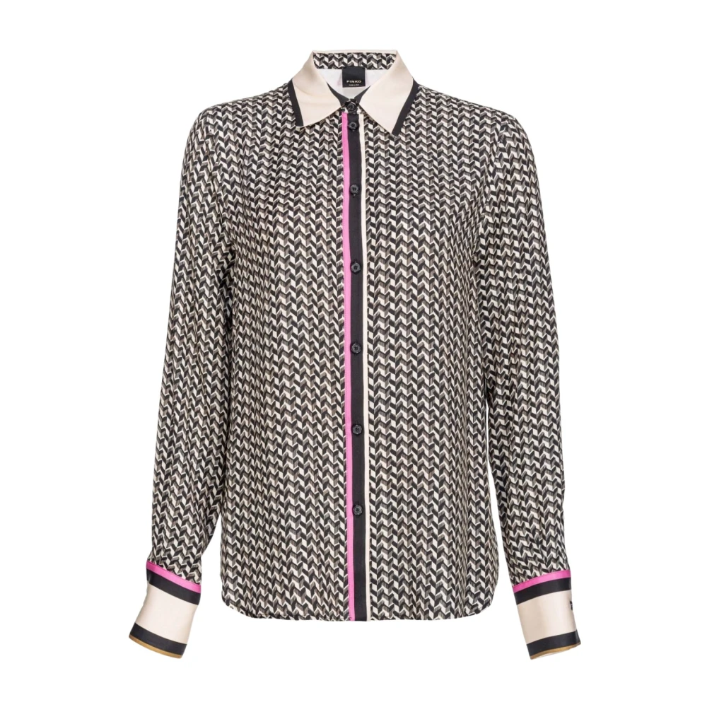 pinko Geometrisch Patroon Shirt Beige Multicolor Dames