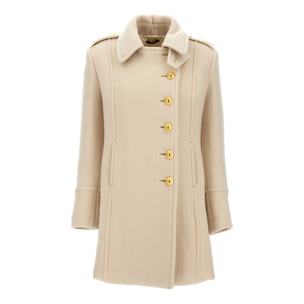 Tom Ford Women's White Single-Breasted Wool Coat