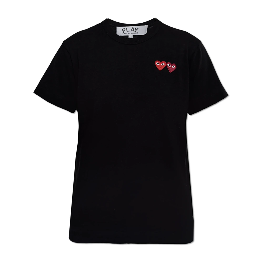 Comme des Garçons Play T-shirt met logo patches Black Dames