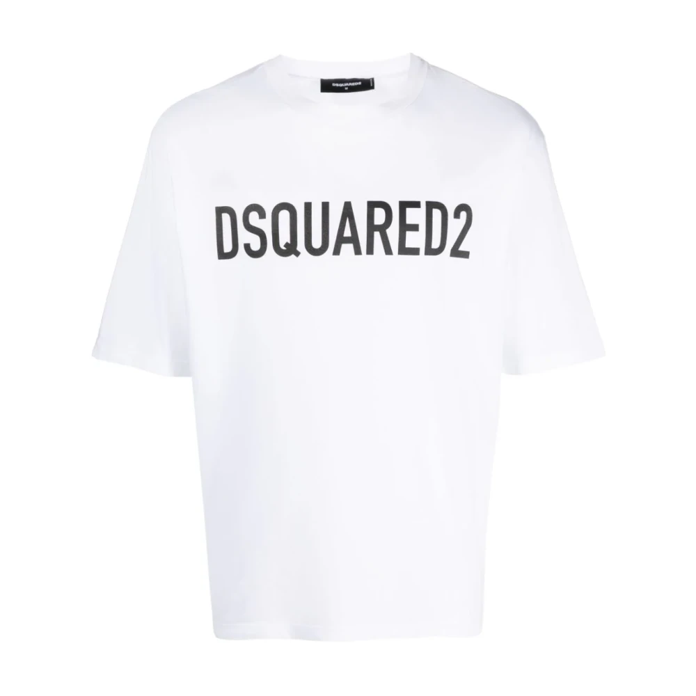 Dsquared2 Men's White Logo Printed Cotton T Shirt