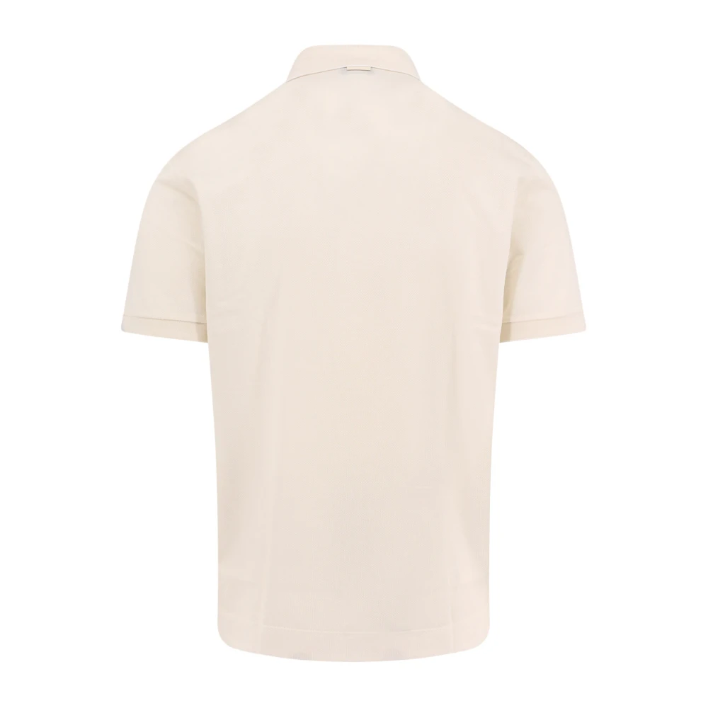 Ermenegildo Zegna Katoen Zijde Polo Shirt Korte Mouw White Heren