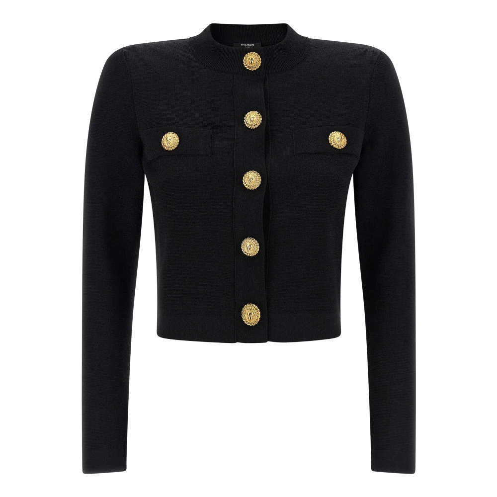 Balmain Women's Black Viscose Knit Cardigan - Cardigans - S - Knitwear