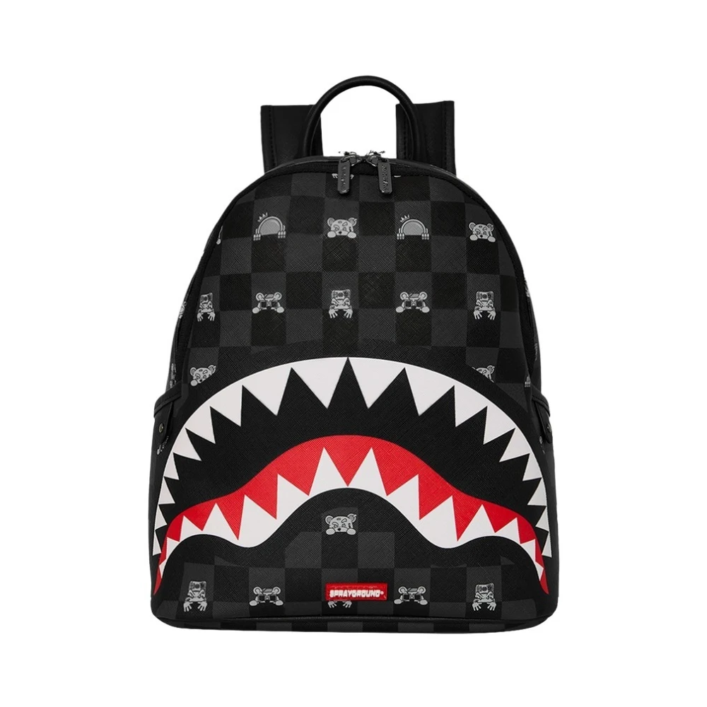 Sprayground Men's Black Peeking Character Check Savage Backpack - Backpacks - One Size - Bags