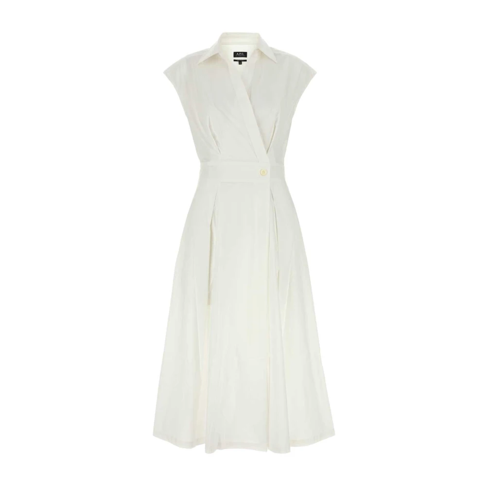 A.p.c. Katoenen overhemdjurk Wijd uitlopende zoom White Dames