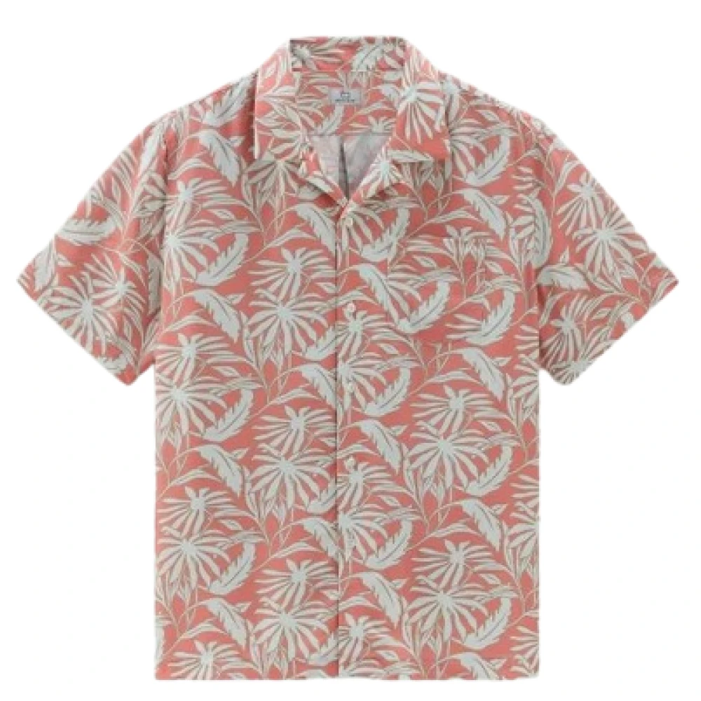 Woolrich Tropische Print Bowling Shirt Koraal Multicolor Heren