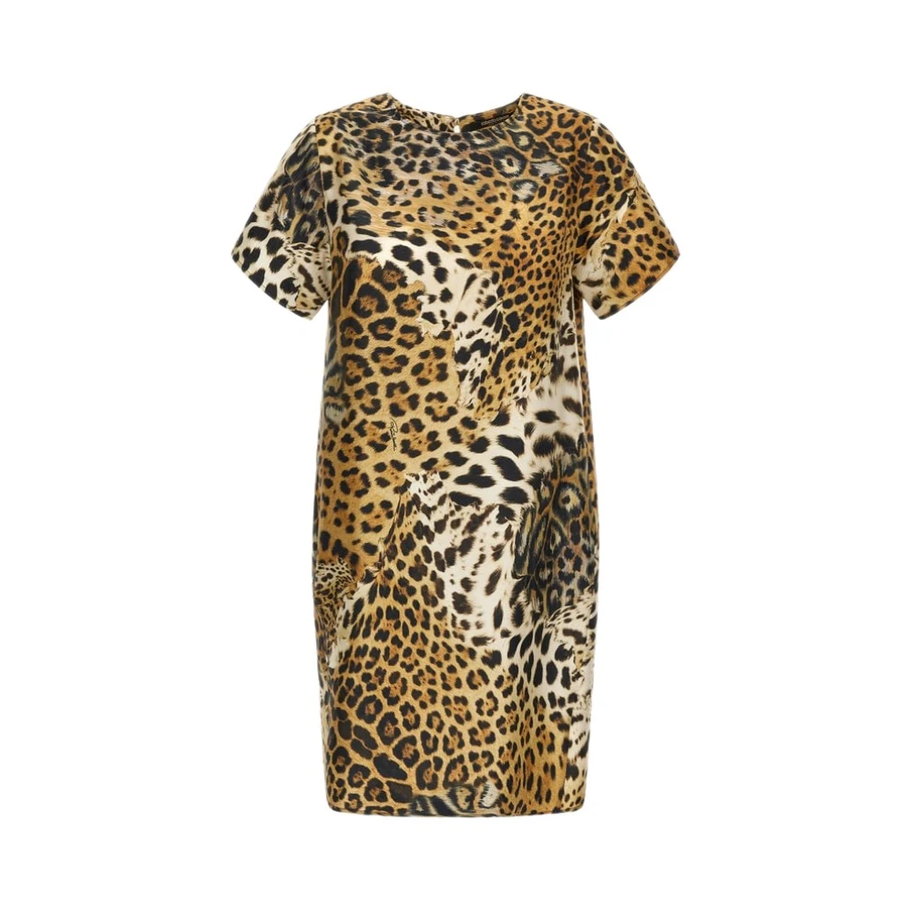 Roberto Cavalli Brown Jaguar Print Dress Light Female - Female - Short Dresses - M - Dresses