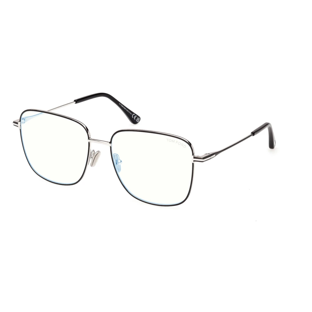 Tom Ford Women's Black Glasses, 56 Mm, Blue Block Square Optical