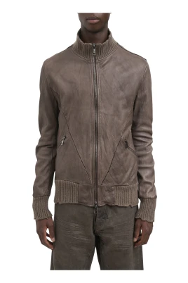 High-neck Leather Bomber