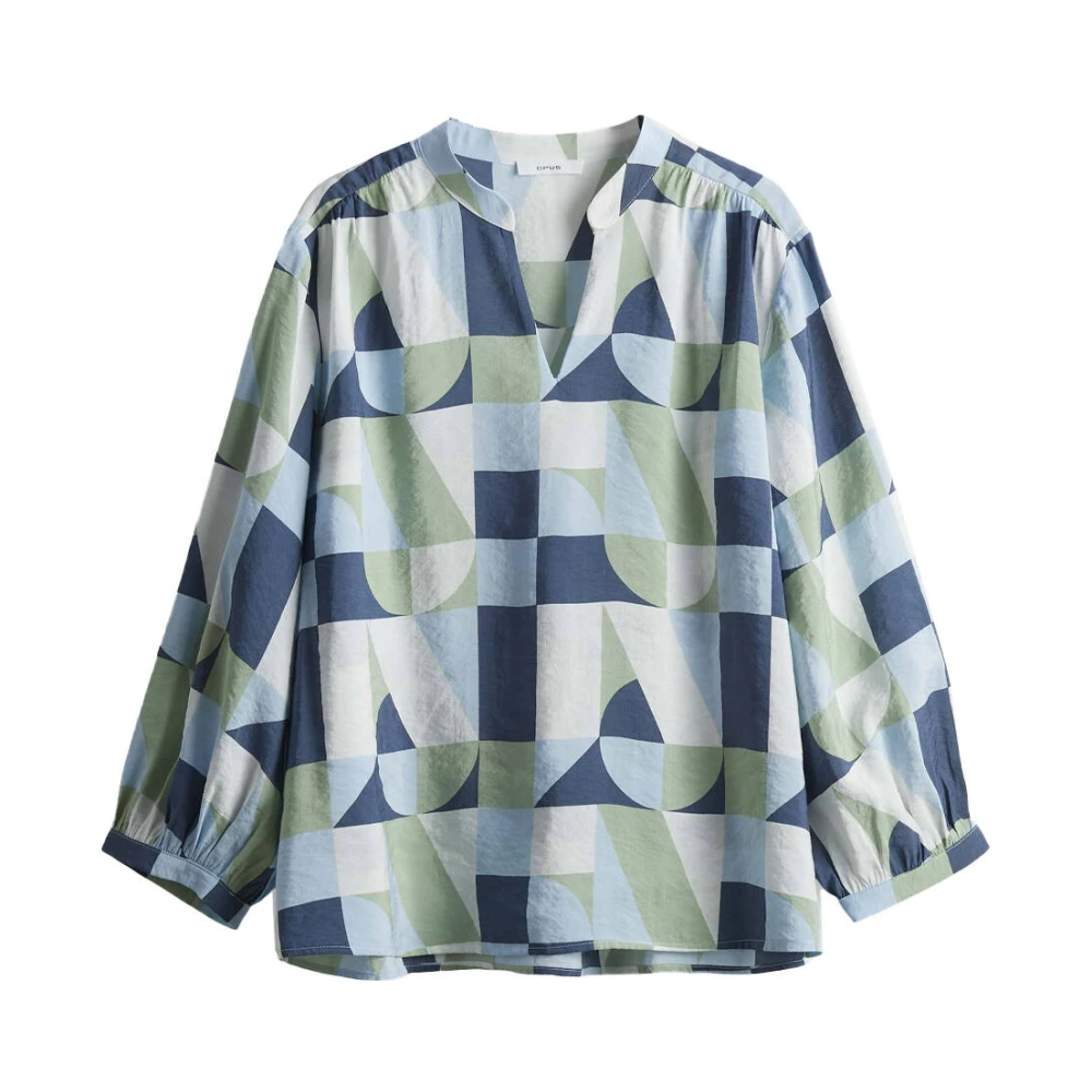 Opus Blouse met Lange Mouwen en Falinde Detail Blue Dames