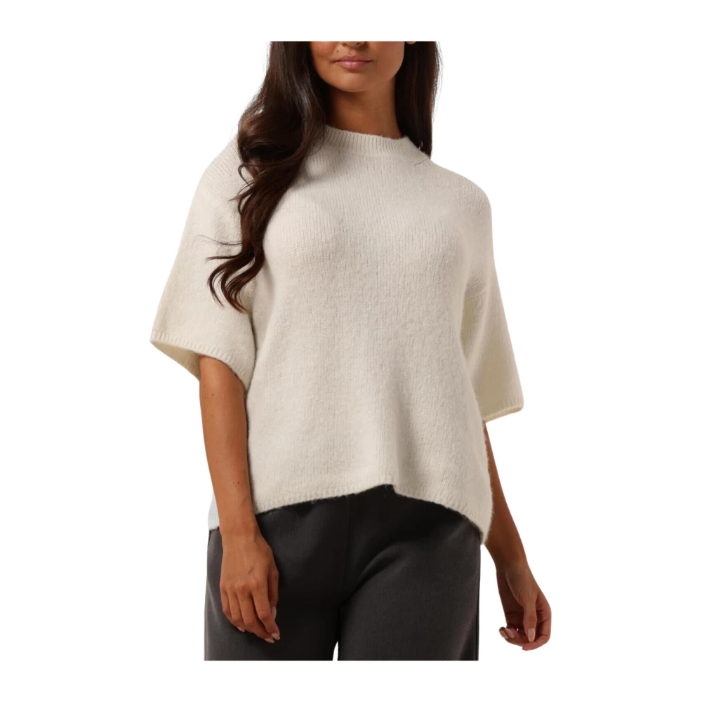 Second Female Elegant Knit O-neck Sweater Second Dames Beige Dames