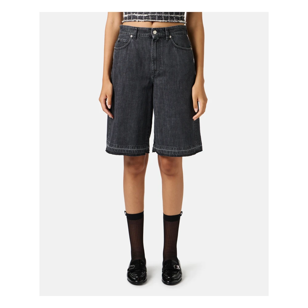 Iceberg Zwarte regular fit Bermuda shorts van denim Black Dames